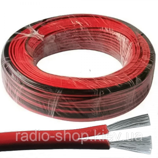 Дріт силіконовий 2 жили 14AWG (2х2,0 мм.кв.) TinCU, червоно-чорний, 100 м, фото 1