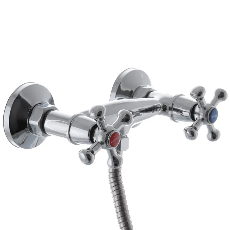 Змішувач для душу Armata 003 (AR0002), хром, жорстка підводка, 150 см шланг, настінний монтаж, дворукоятковий, керамічна кран-букс