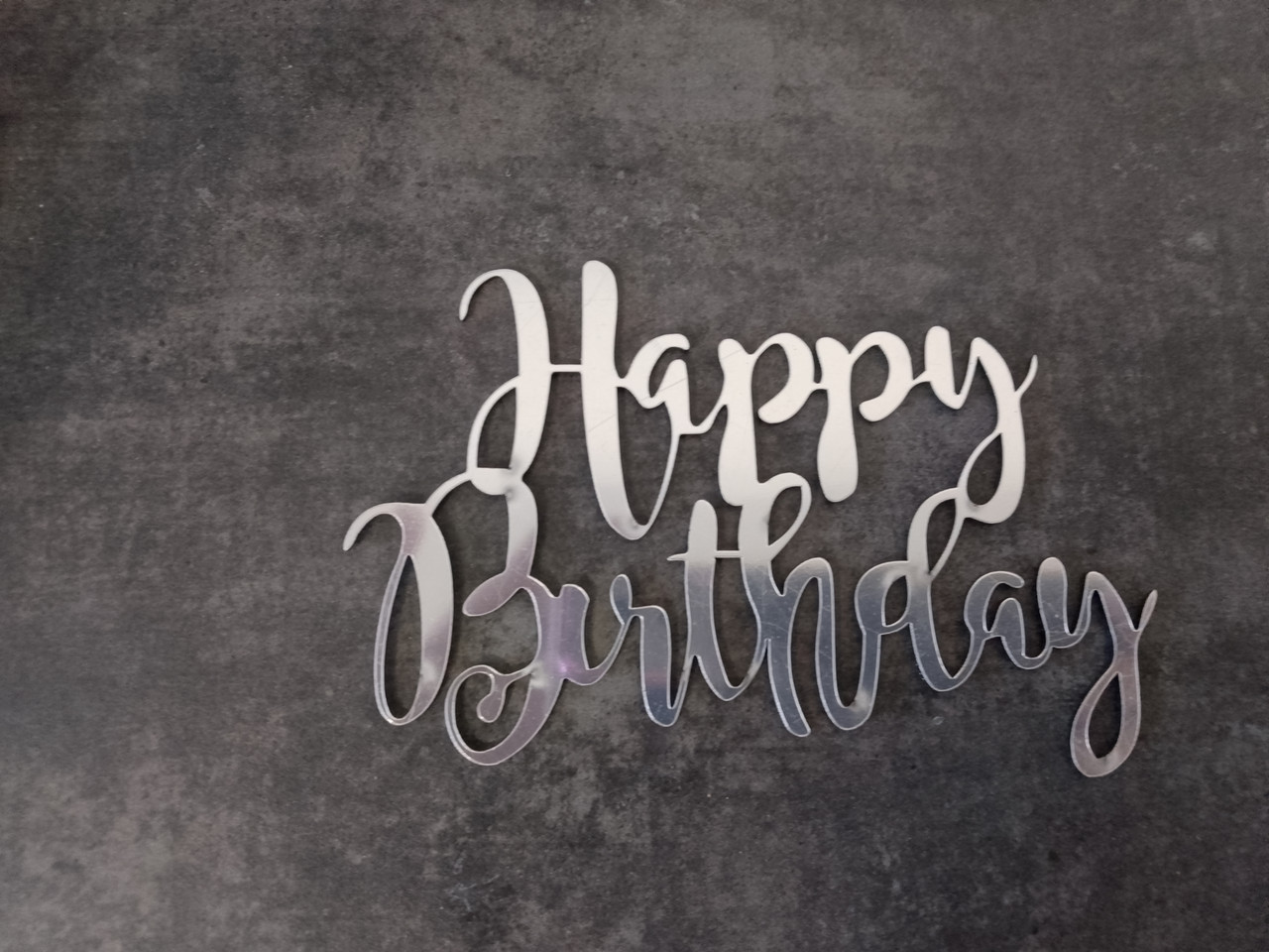 Топер дзеркальний happy birthday ( срібло)