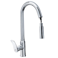 Змішувач для кухні Haiba Bolero 014 з висувною лійкою (HB9591), одноручковий, хром, для монтажу на виріб, з гнучким підключенням