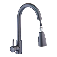 Змішувач для кухні Champion NEO-014 Black з висувною лійкою, чорний, нержавіюча сталь (CH0315) — одноважільний кухонний змішувач