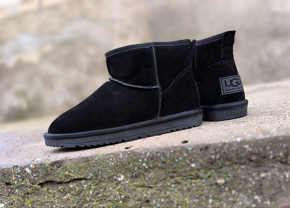 Уги низькі ЧОРНІ замшева шкіра натуральна унісекс з лейбл UGG напівчоботи черевики, фото 3