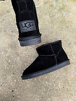 Угги низкие ЧЕРНЫЕ замшевая кожа натуральная унисекс с лейбл UGG полусапож, фото 5