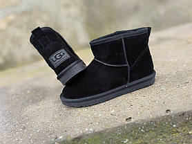 Угги низкие ЧЕРНЫЕ замшевая кожа натуральная унисекс с лейбл UGG полусапож, фото 4