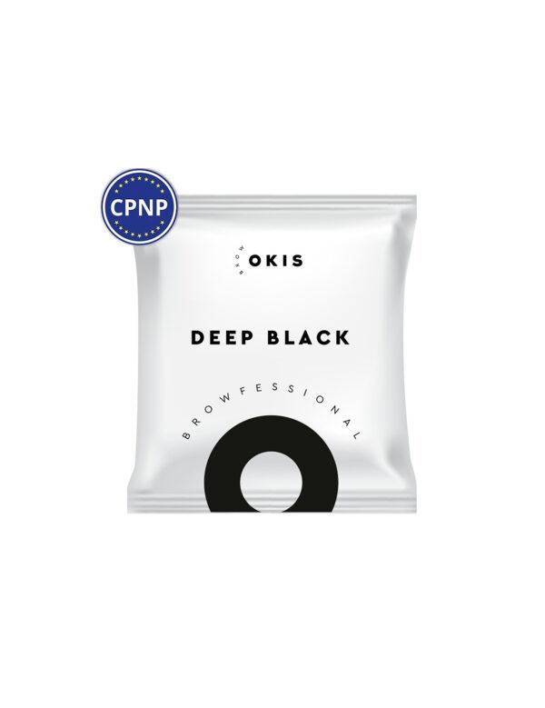 Крем-фарба для брів Okis Brow з екстрактом хни Deep Black без окислювання в саше, 5 мл