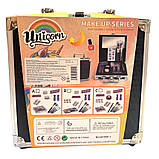 Косметика Єдиноріг 1 у валізі тіні лаки пензлики помади блискітки 15 дет 21*21*7см (QH1001-1B), фото 6