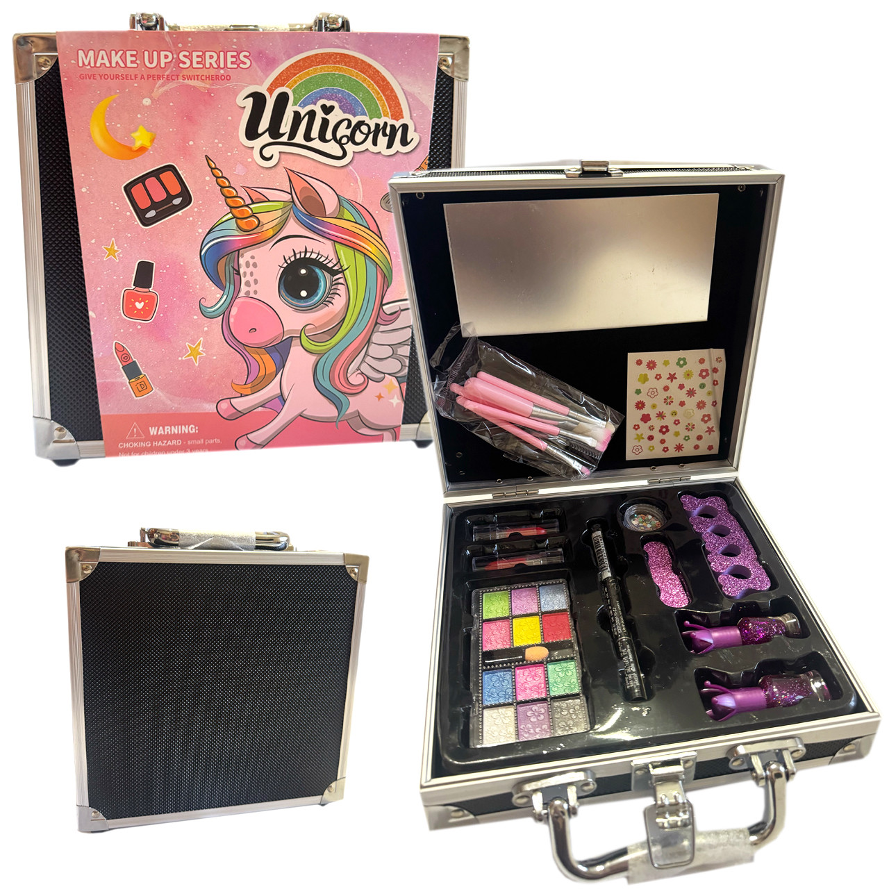 Косметика Єдиноріг у валізі тіні лаки пензлики помади блискітки 15 дет 21*21*7см (QH1001-1B), фото 1