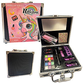 Косметика Єдиноріг у валізі тіні лаки пензлики помади блискітки 15 дет 21*21*7см (QH1001-1B)
