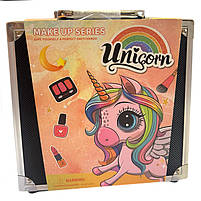 Косметика Єдиноріг 1 у валізі тіні лаки пензлики помади блискітки 15 дет 21*21*7см (QH1001-1B), фото 5