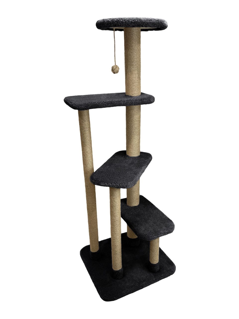 Ігровий комплекс-кігтеточка для для кішок CAT IN BOX "Вершина" 55х55х160 см - темно-сірий