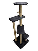 Ігровий комплекс-кігтеточка для для кішок CAT IN BOX "Вершина" 55х55х160 см - темно-сірий, фото 2