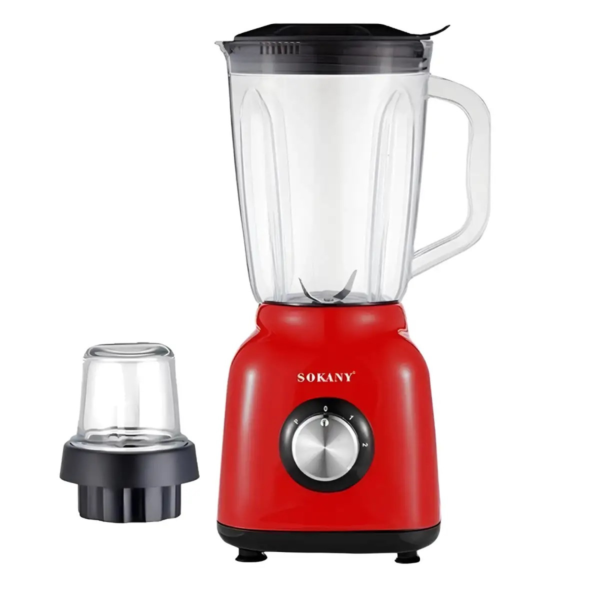 Стаціонарний  блендер з кавомолкою Sokany SK-168 з пластиковою чашею 1.5 л для коктейлів 500 Вт Червоний, фото 1