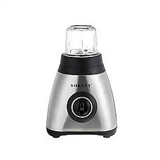 Стаціонарний блендер з кавомолкою Sokany SK-146S з пластиковою чашею 1.5л для коктейлів 450Вт 3 режими Чорний, фото 2