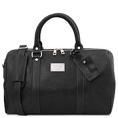 Дорожня шкіряна сумка-дафл із кишенею ззаду — Малий розмір Tuscany TL141250 Voyager (Чорний)