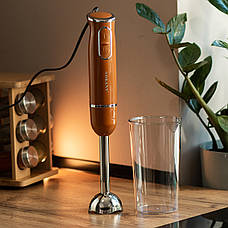 Занурювальний ручний блендер Sokany SK-1726 з мірною склянкою 0.6л 3 швидкості 300Вт Помаранчевий, фото 5