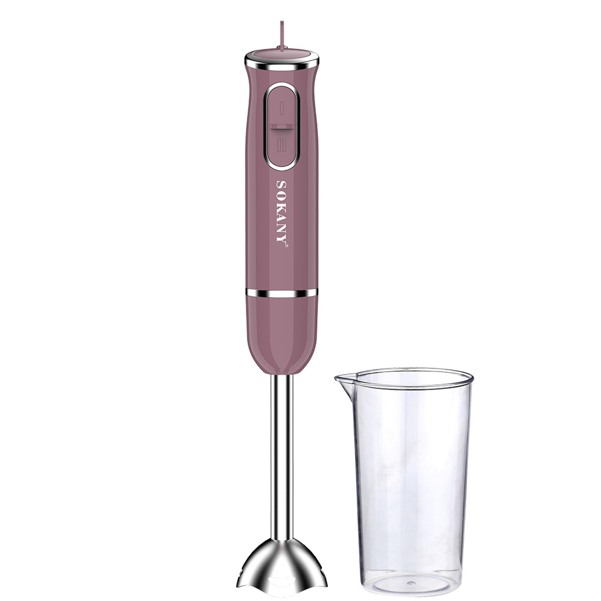 Занурювальний ручний блендер Sokany SK-1726 з мірною склянкою 0.6л 3 швидкості 300Вт Рожевий