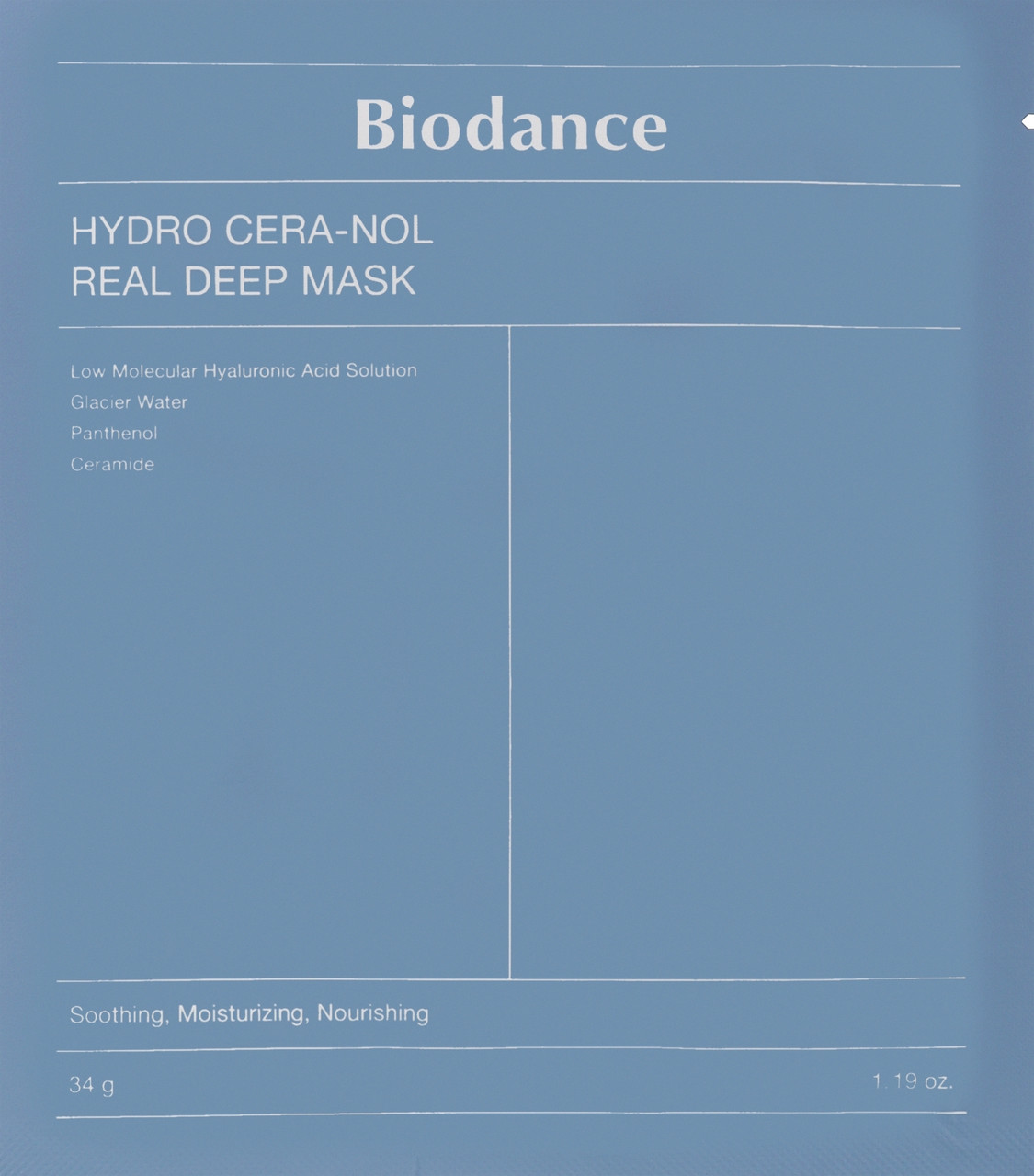 Гідрогелева маска з керамідами та пантенолом Biodance Hydro Cera-Nol Real Deep Sheet Mask, фото 1