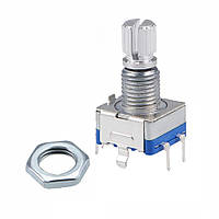 Енкодер з кнопкою EC11 12x12xh22мм, 5 pin, шток 15мм, 20 імпульсів