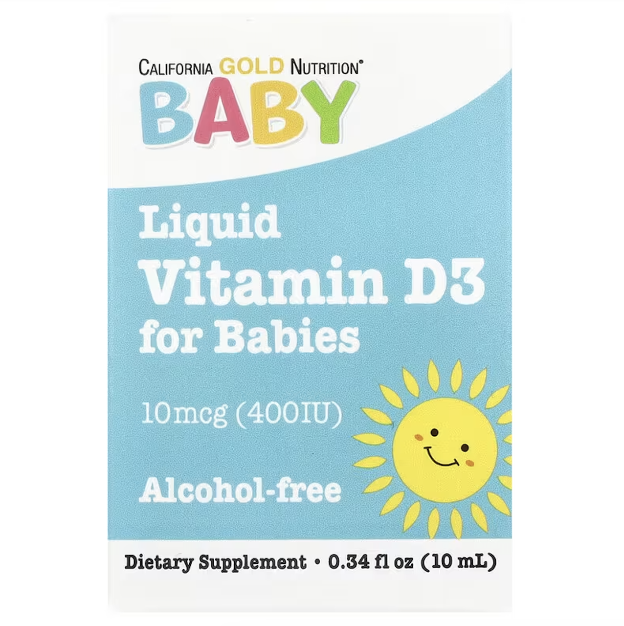 California Gold Nutrition, вітамін D3 в краплях для дітей, Baby D3, 400 МО, 10 мл