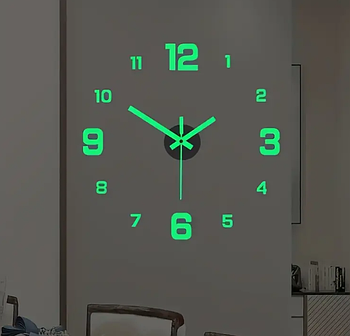 Настінний 3D годинник Зроби Сам, що світиться в темряві, діаметр 40 см (KG-12571)