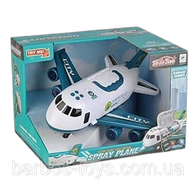 Іграшковий літак гараж інерційний звук світло парогенератор Ігровий набір спецтехніка Six Six Zero 660 A-311