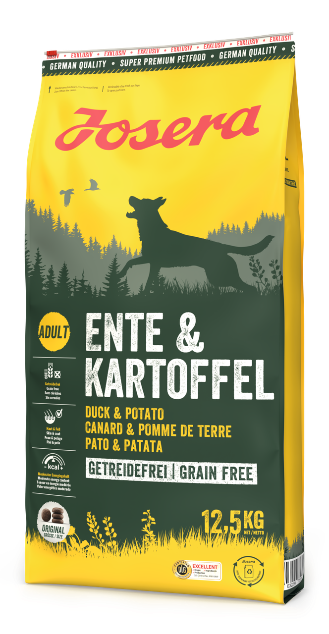 Josera Dog Ente & Kartoffel без злаків для дорослих собак 12,5 кг, фото 1
