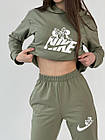 Жіночий спортивний костюм Nike Худі + Штани хакі Комплект Найк весняний осінній, фото 3
