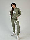 Жіночий спортивний костюм Nike Худі + Штани хакі Комплект Найк весняний осінній, фото 2
