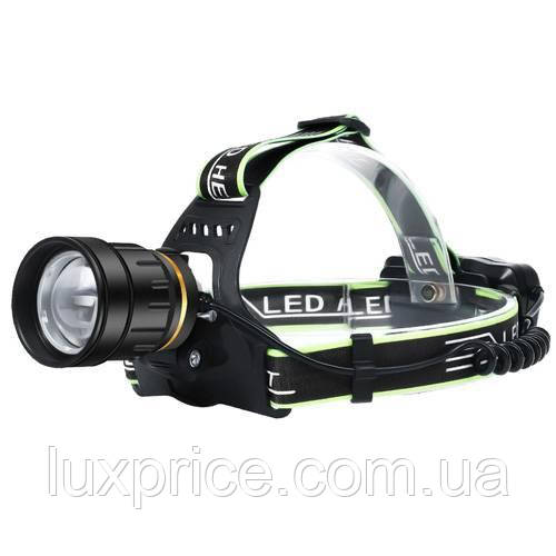 Ліхтар налобний PLD-A12-TG, 2x18650, zoom, ЗП microUSB, Box Luxprice, фото 1