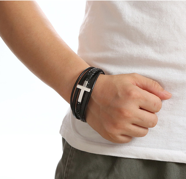 Браслет чоловічий шкіряний Secret Cross Silver Браслет чоловічий шкіряний Secret Cross Silver