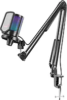 Fifine A6T USB мікрофон із штангою та RGB | Сенсорне вимкнення | Конденсаторний | Для стрімінгу, ігор, Discord | PC, Mac, PS4/PS5