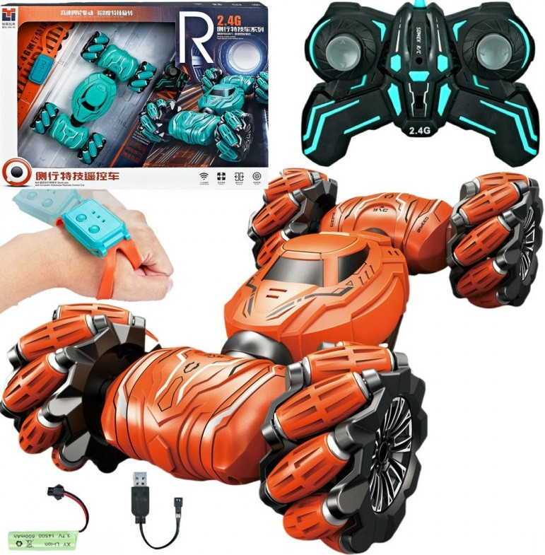 Машинка перевертень на радіокеруванні Stunt Car 986-14 браслет керування від руки, фото 1