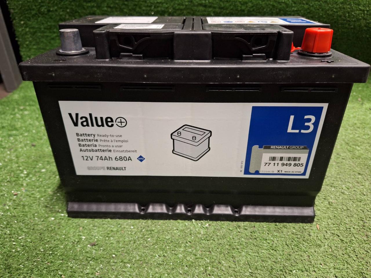 Акумулятор Value+ L3 74AH 680A Акумуляторна батарея Renault Оригінал 7711949805