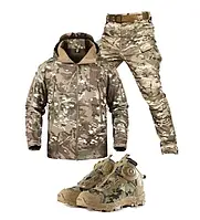 Комплект TACTICAL VANGUARD Костюм на флісі Soft Shell розмір M + Черевики Cyclope з автошнурівкою мультикам