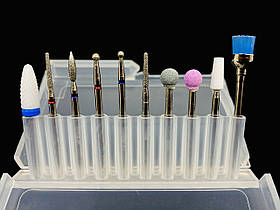 Набір насадок для фрезера, в контейнері для манікюру та педикюру 10шт Х5