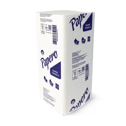 Рушник Papero V-скл. 21*22 160шт 2шар. білі цел. Укр