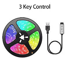 Гнучка стрічка USB RGB 3 Key Control для підсвічування 5 м
