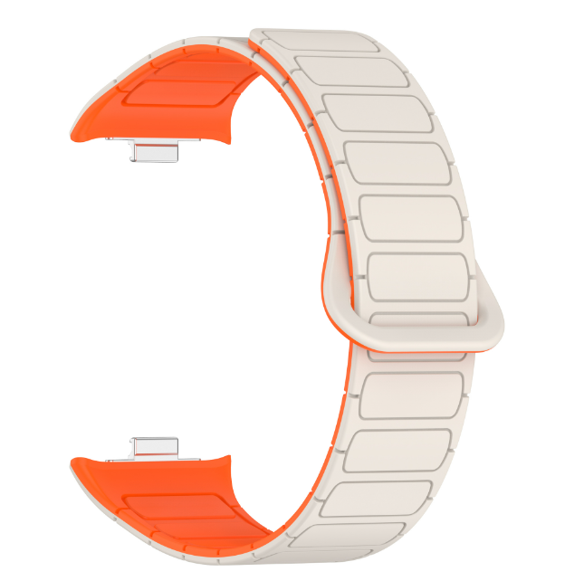 Ремінець CDK для Xiaomi Mi Smart Band 9 Pro | Silicone Shaped Magnetic Band (018838) (ivory / orange)