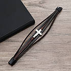 Браслет чоловічий шкіряний Secret Cross Коричневий, фото 3