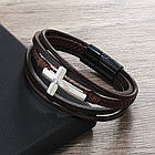 Браслет чоловічий шкіряний Secret Cross Коричневий, фото 7