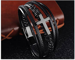 Браслет чоловічий шкіряний Secret Cross Dark