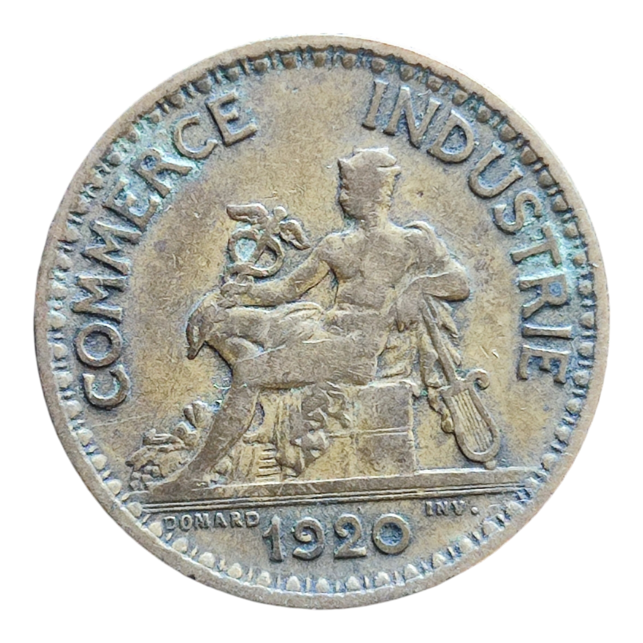 Франція 1 франк, 1920 Алюмінієва бронза (жовтий колір), фото 1