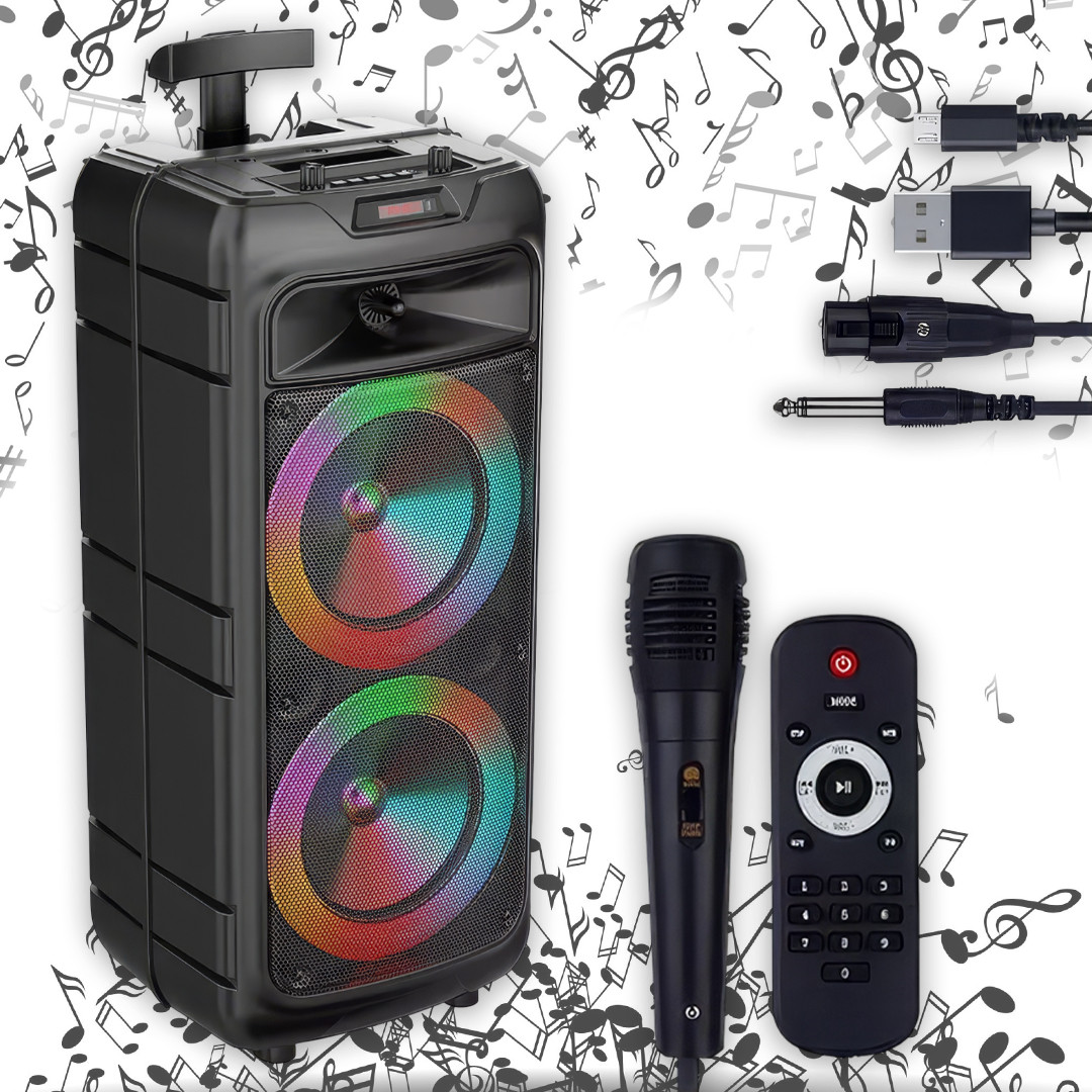 Переносна музична колонка на коліщатках з мікрофоном та пультом Bluetooch ZQS8211, фото 1