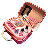 Косметика у валізі Єдиноріг малинова тіні помади набір для манікюру пензлі блискітки 20*8*14см (1687-C), фото 3