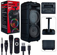 Переносна музична колонка на коліщатках з мікрофоном та пультом Bluetooch ZQS8211, фото 10