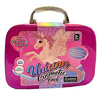 Косметика у валізі Єдиноріг малинова тіні помади набір для манікюру пензлі блискітки 20*8*14см (1687-C), фото 2