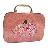 Косметика у валізі Єдиноріг рожева тіні помади набір для манікюру пензлі блискітки 20*8*14см (1687-C), фото 4