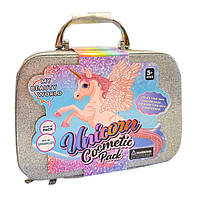 Косметика у валізі Єдиноріг сіра тіні помади набір для манікюру пензлі блискітки 20*8*14см (1687-C), фото 2