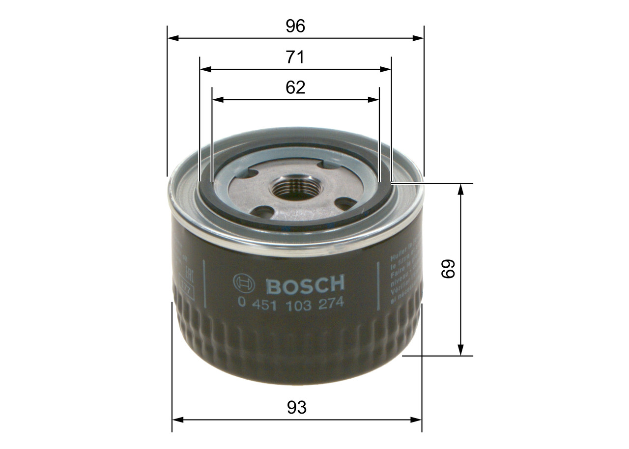 Масляний фільтр VAZ 2108-2115, 2110-2112 ВАЗ ,Пріора ,Гранта ,Каліна BOSCH 0 451 103 274