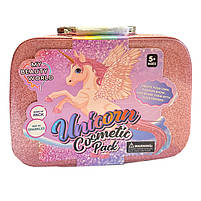 Косметика у валізі Єдиноріг рожева тіні помади набір для манікюру пензлі блискітки 20*8*14см (1687-C), фото 3